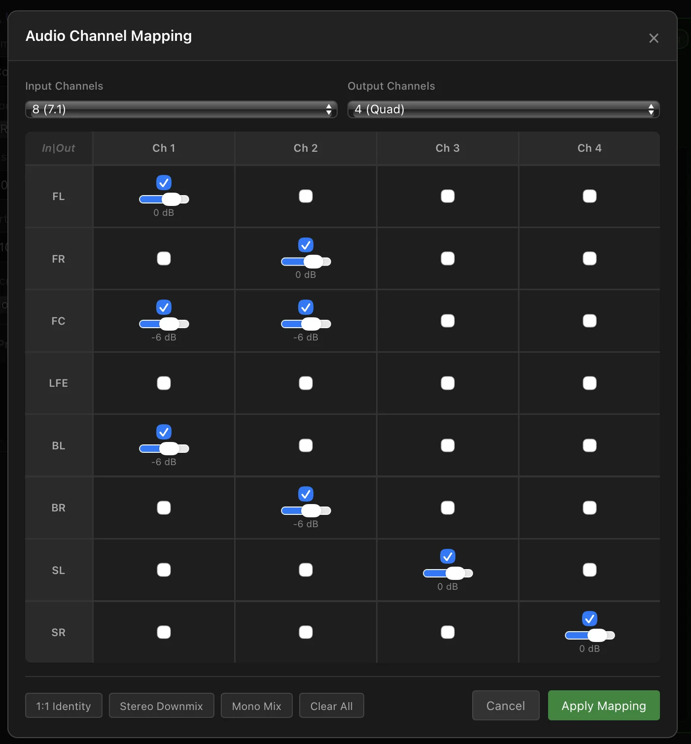 Audio Channel Mapping