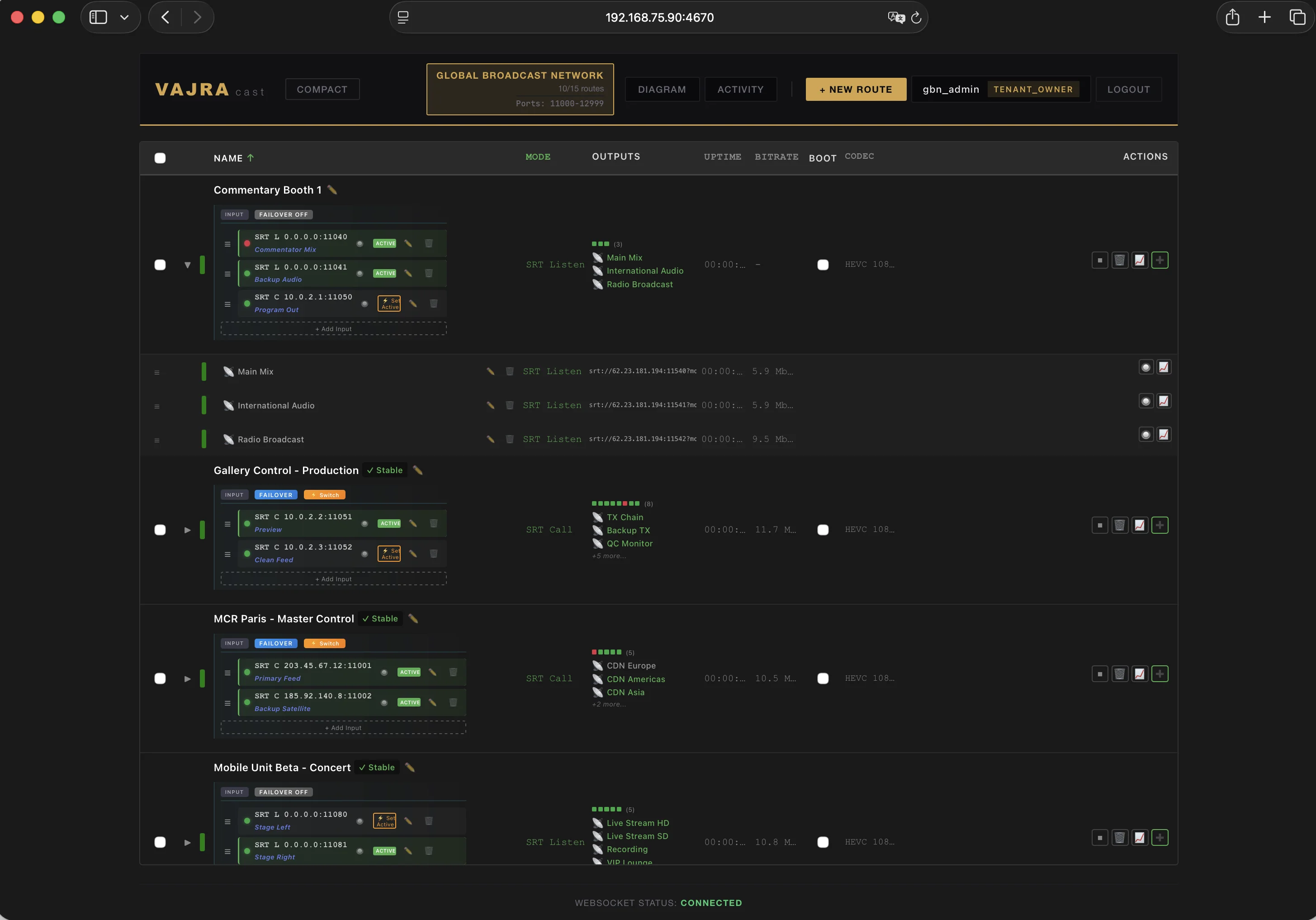 Vajra Cast Dashboard