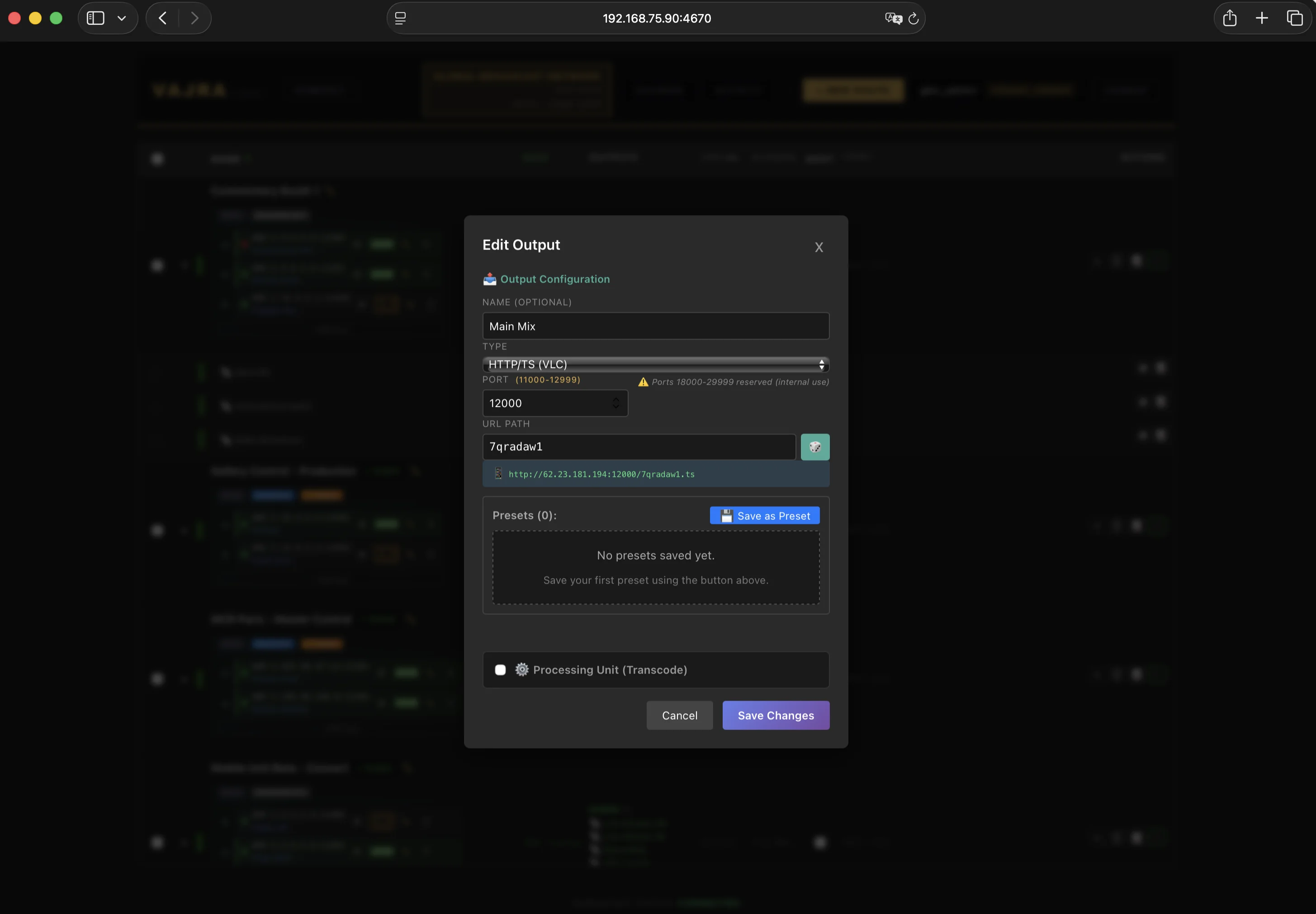 Output Configuration